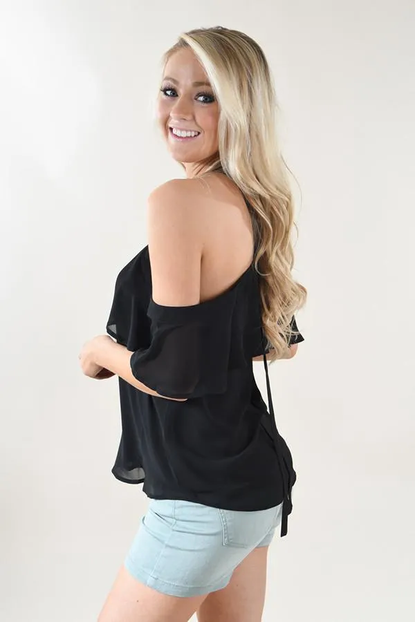 Sassy Cold Shoulder Top ~ Black