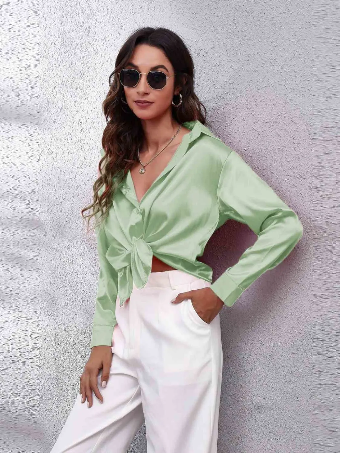 Satin Long Sleeve Shirt