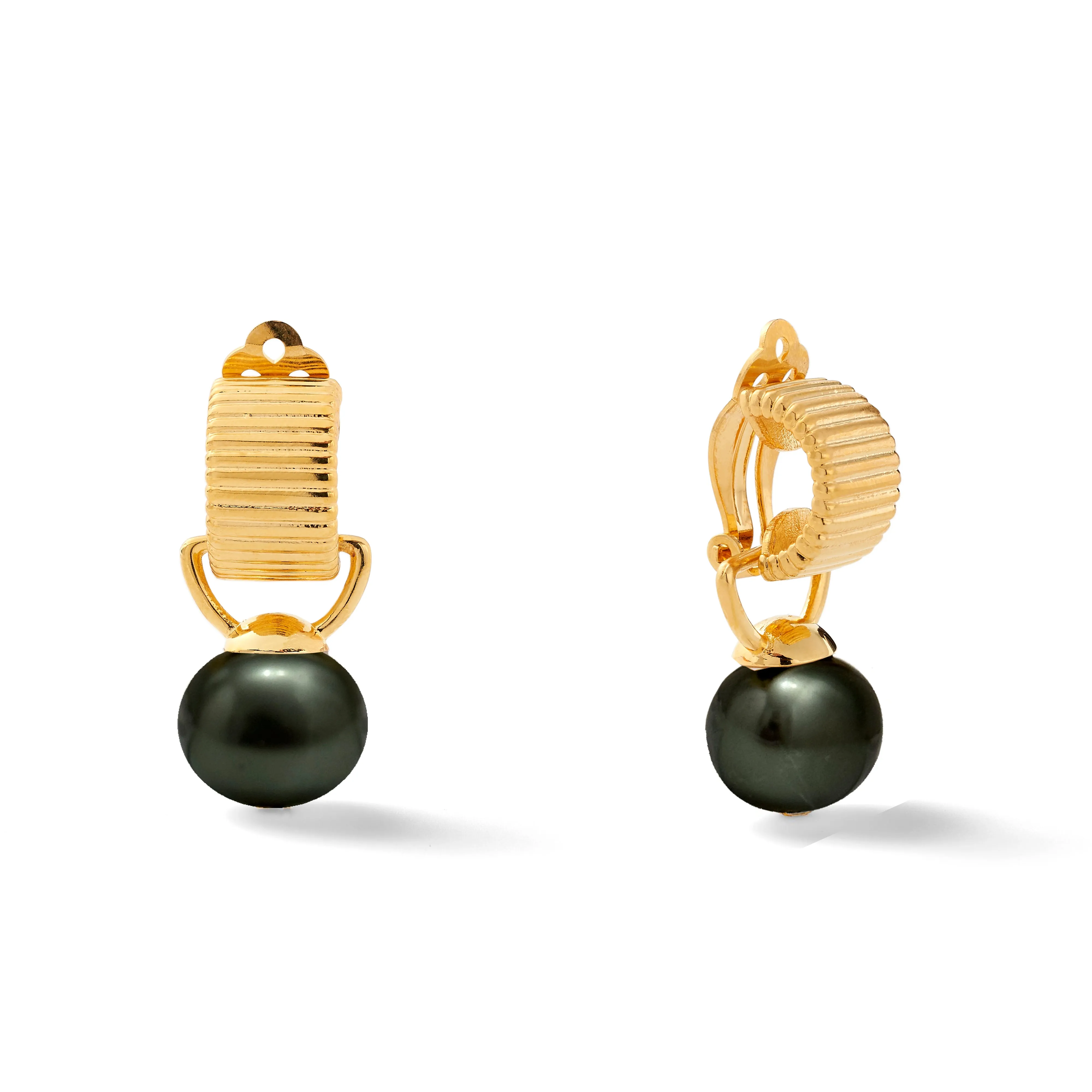 Scalloped Ear Clips with Detachable Drop Medium