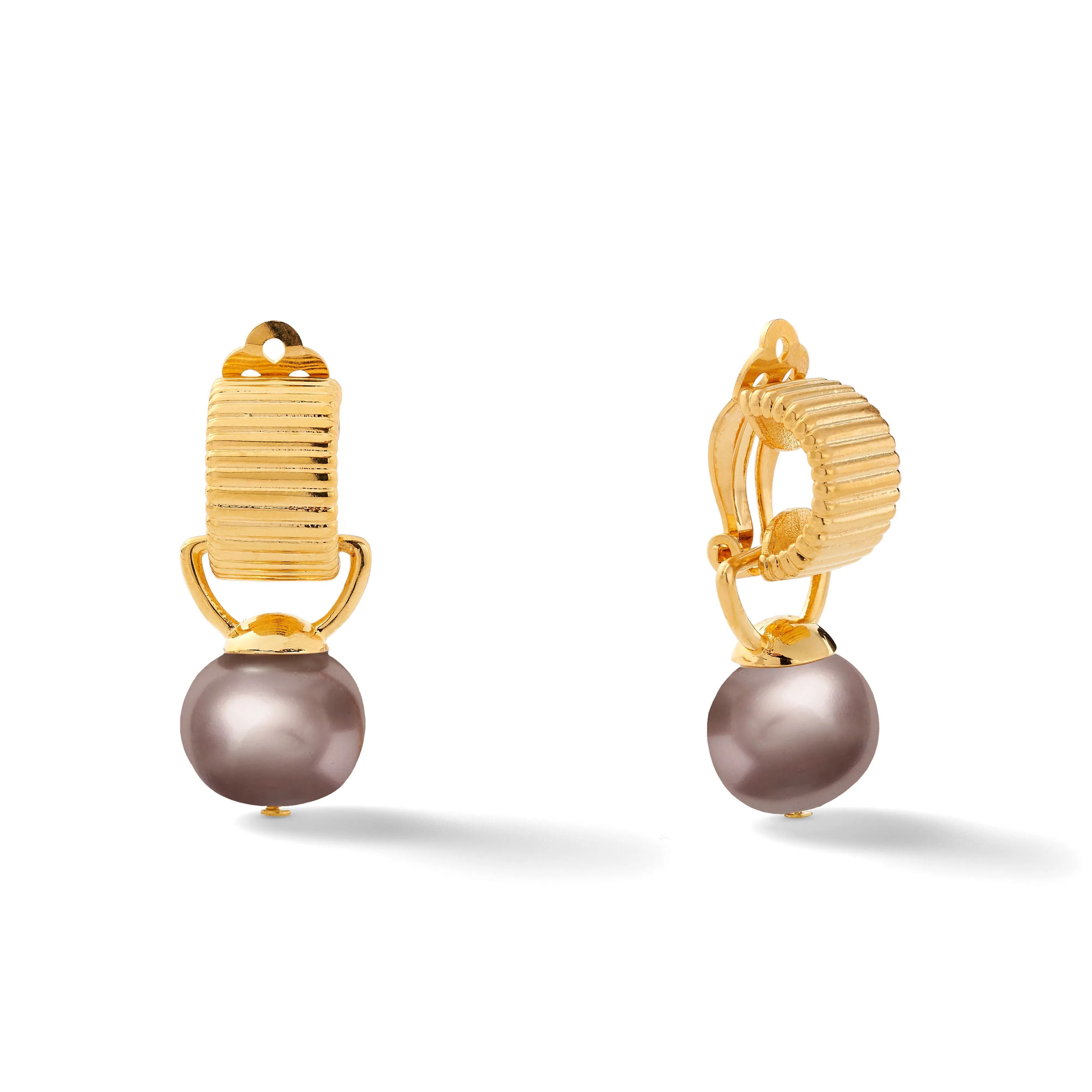 Scalloped Ear Clips with Detachable Drop Medium