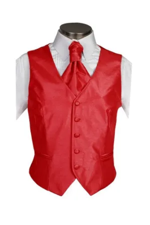 Scarlet Red Poly Dupion Waistcoat  ( Loose Fit)