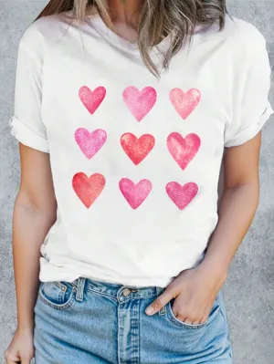 Serena Heart Round Neck Short Sleeve T-Shirt