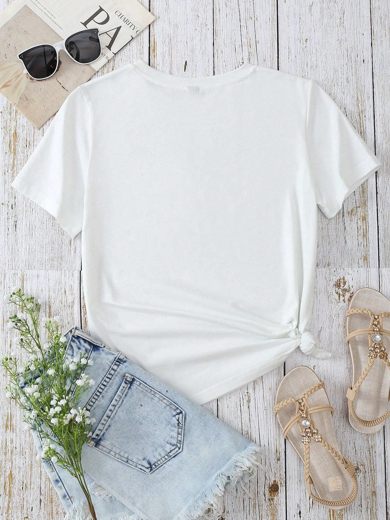 Serena Heart Round Neck Short Sleeve T-Shirt