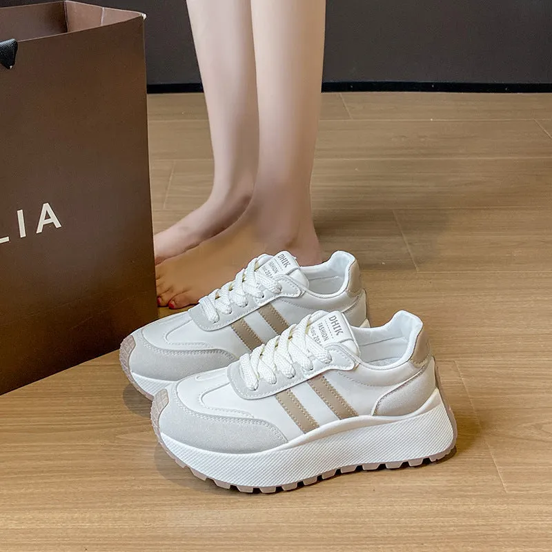 Side Striped Lace Up Platform Athletic Sneakers