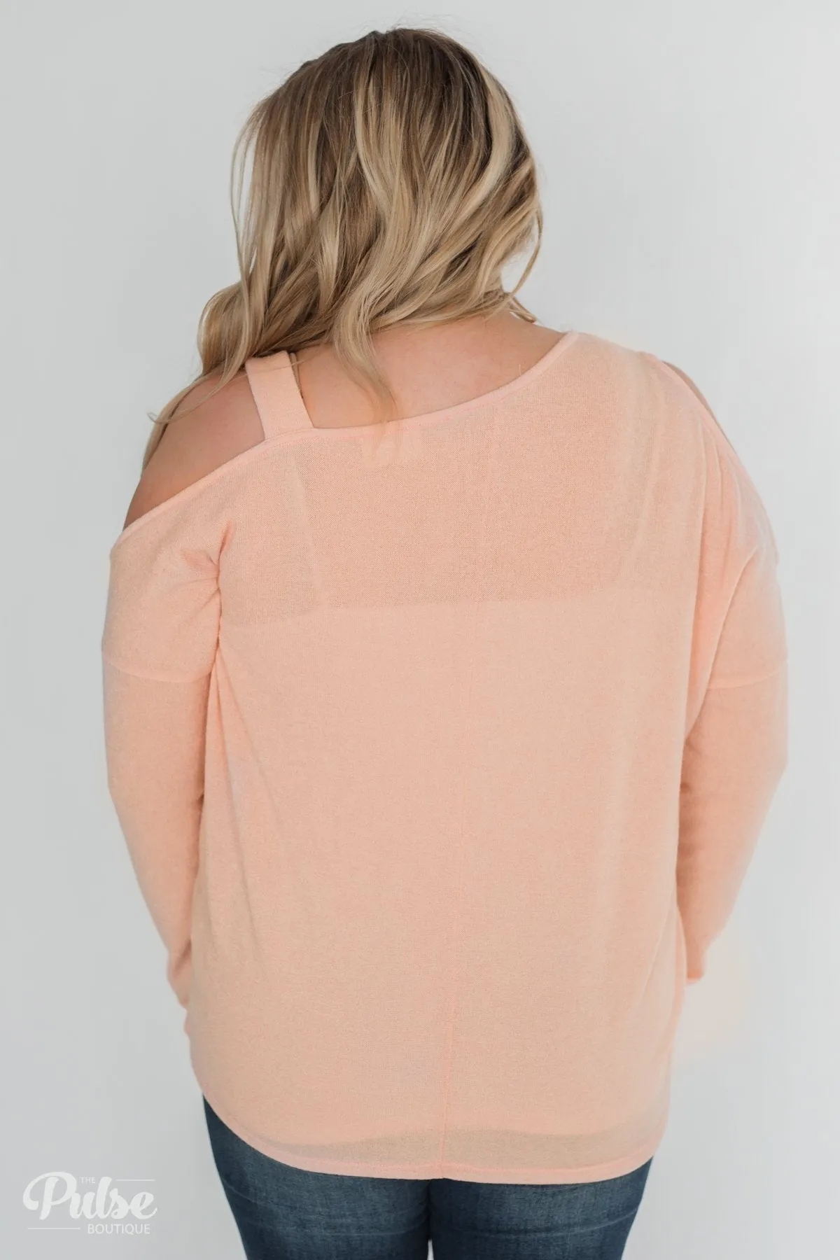 Sight To See Cold Shoulder Top- Peach