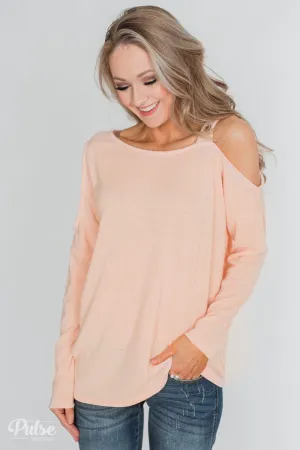 Sight To See Cold Shoulder Top- Peach