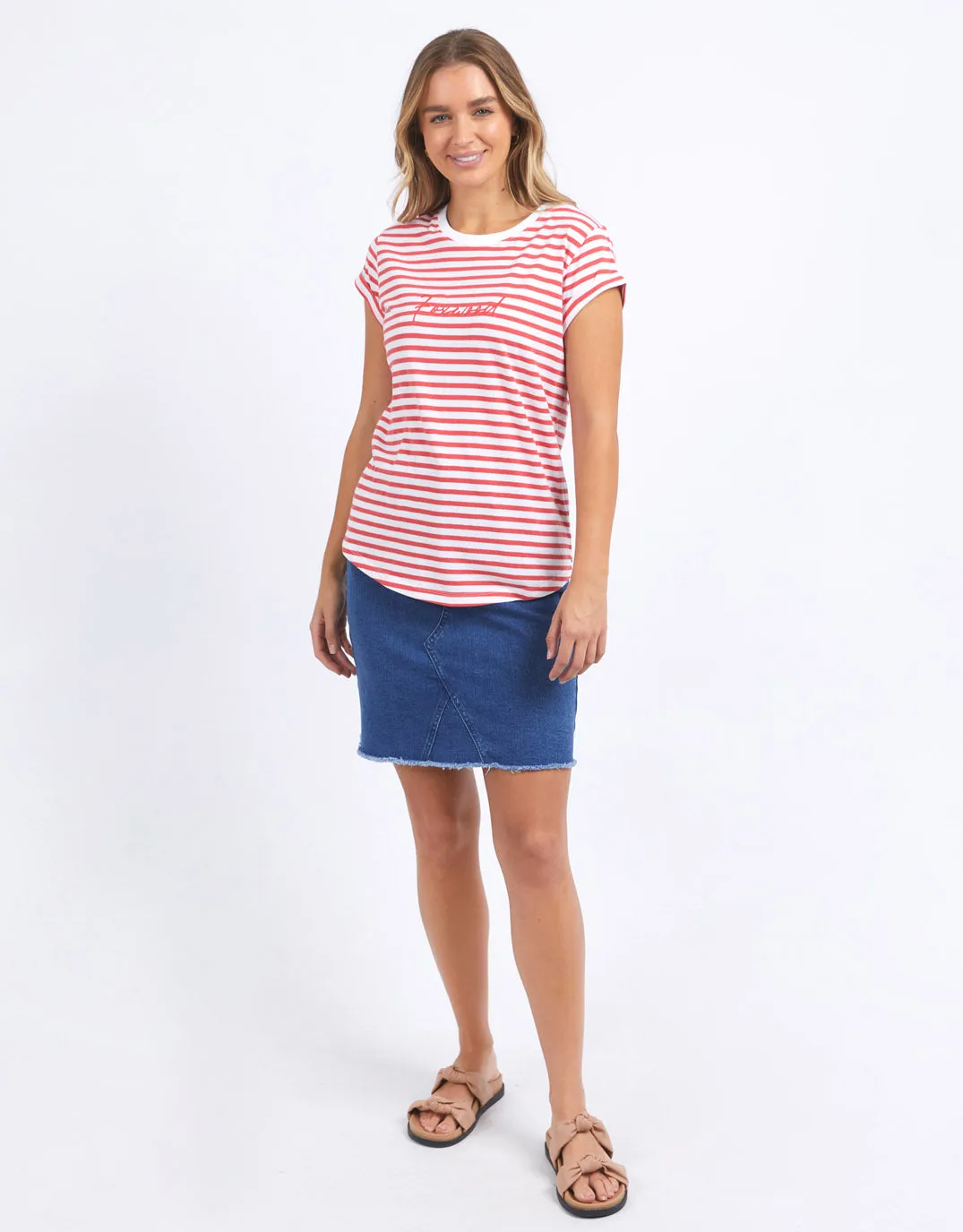 Signature Stripe Tee - Cayenne & White Stripe