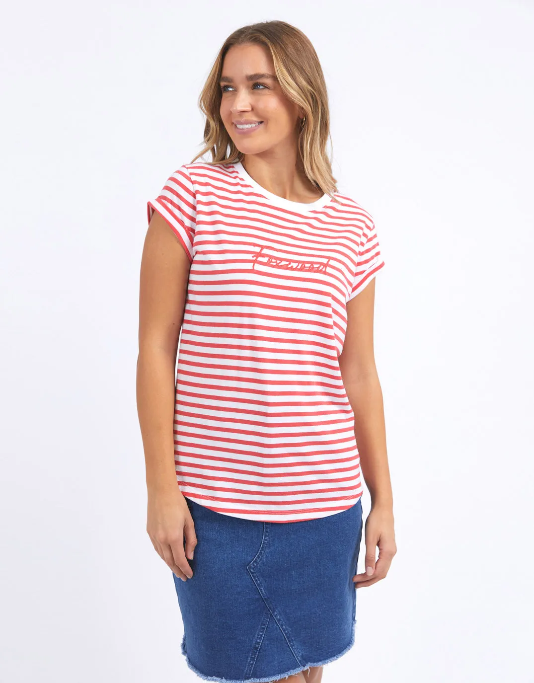 Signature Stripe Tee - Cayenne & White Stripe