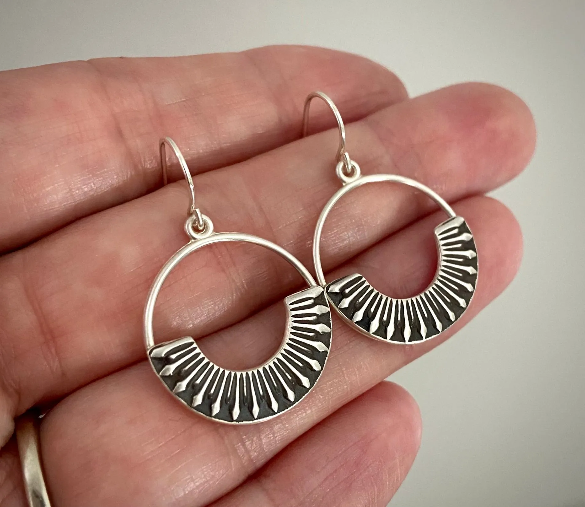 Silver Flower Petal Hoops