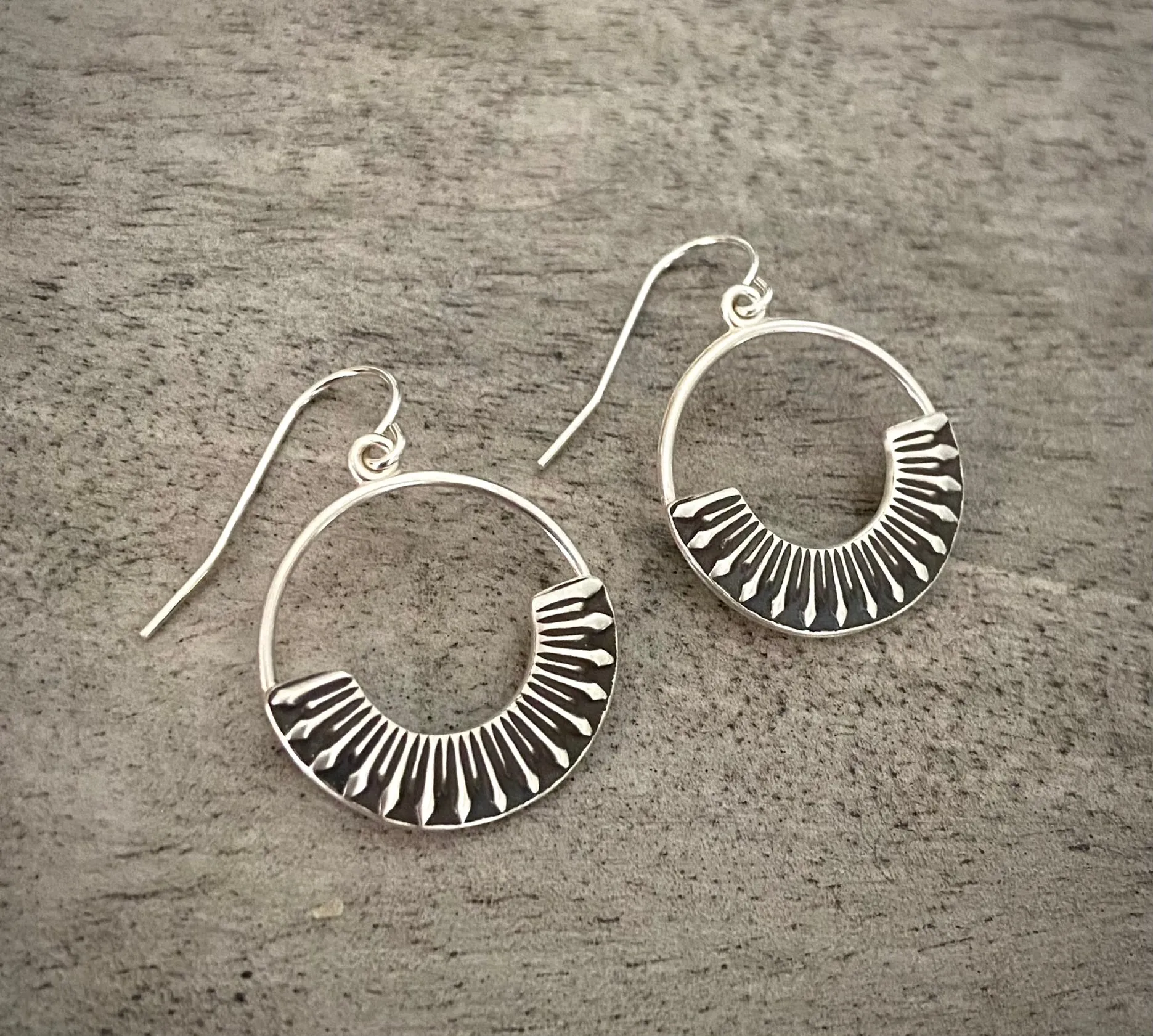 Silver Flower Petal Hoops