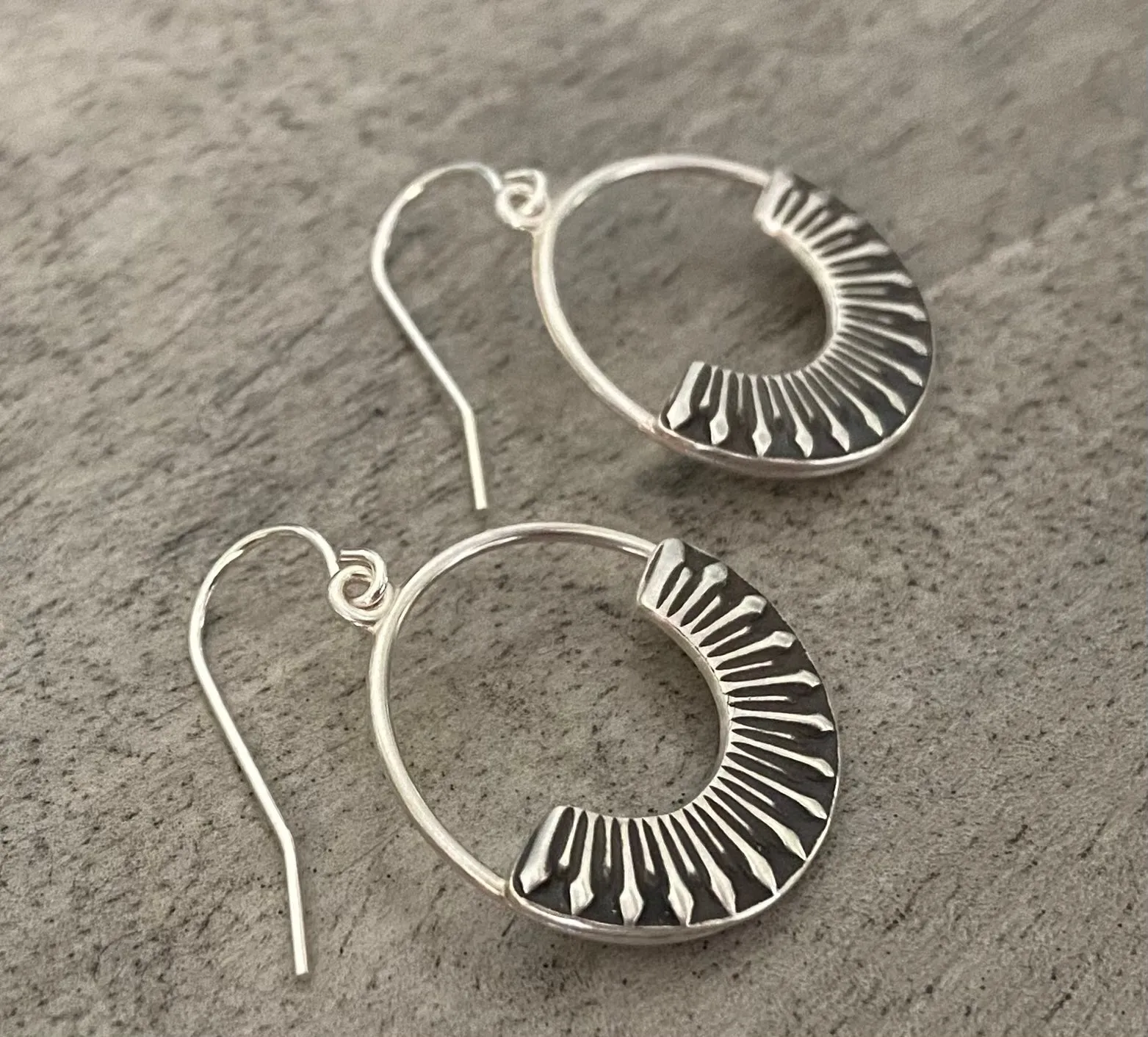 Silver Flower Petal Hoops