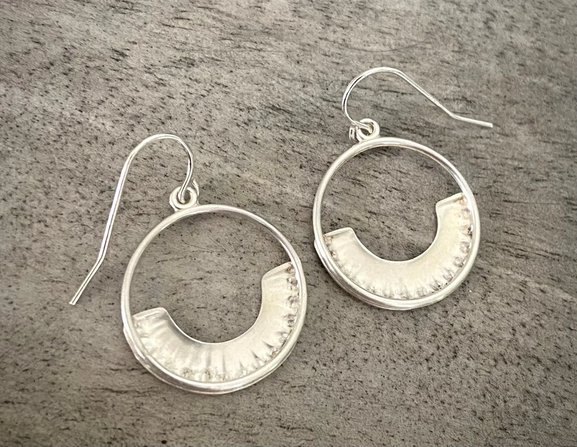 Silver Flower Petal Hoops