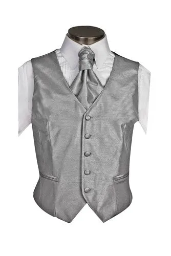 Silver Gray Poly Dupion Waistcoat ( Loose Fit)