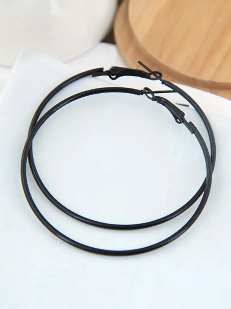 Simple Black Hoop Earrings