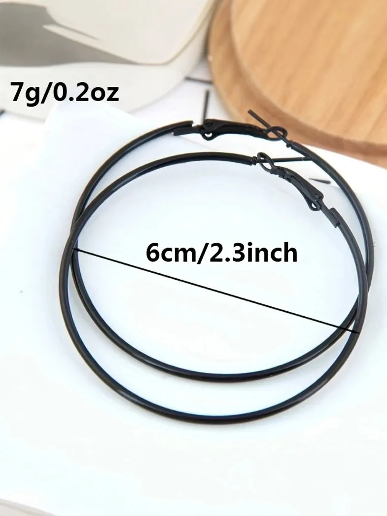 Simple Black Hoop Earrings
