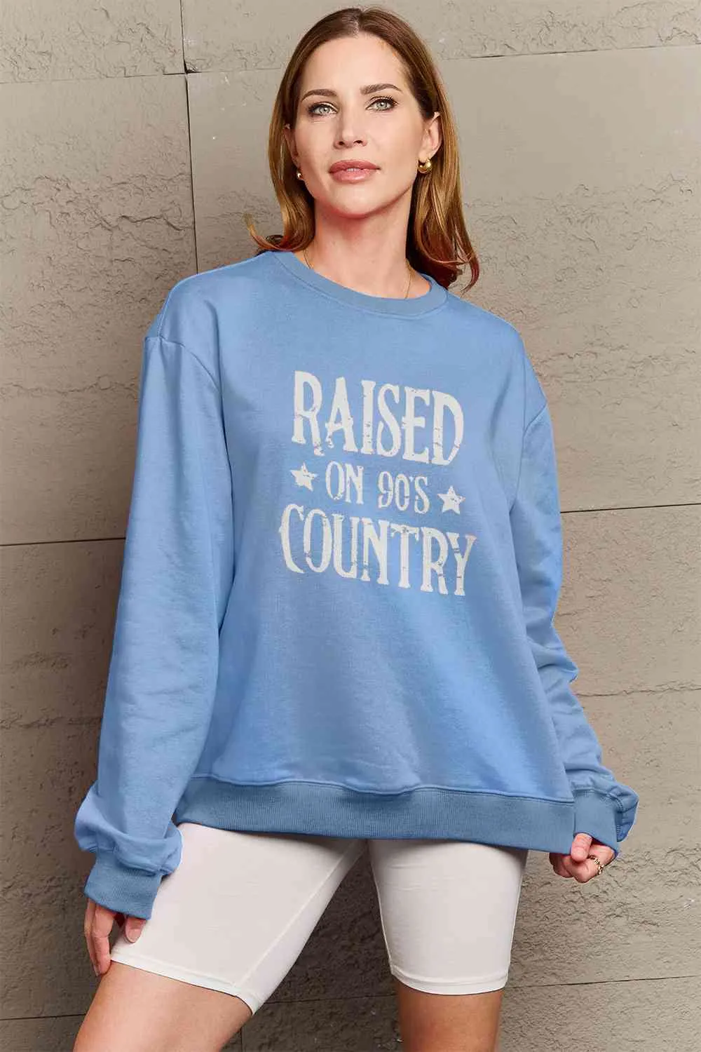 Simply Love Full Size RAISED ON 90'S COUNTRY Graphic Sweatshirt