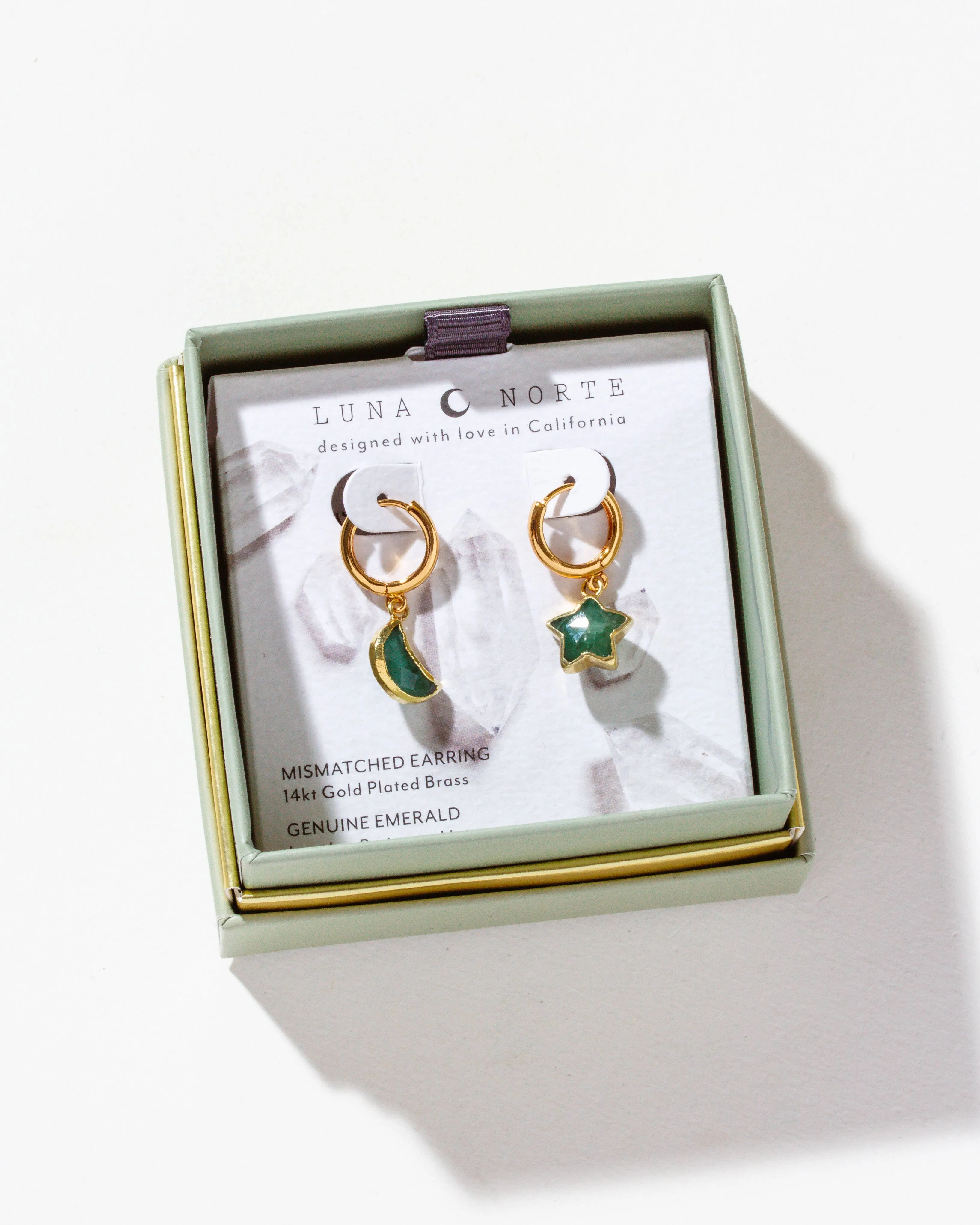Sky Gazing Mismatched Hoop Earrings- Emerald