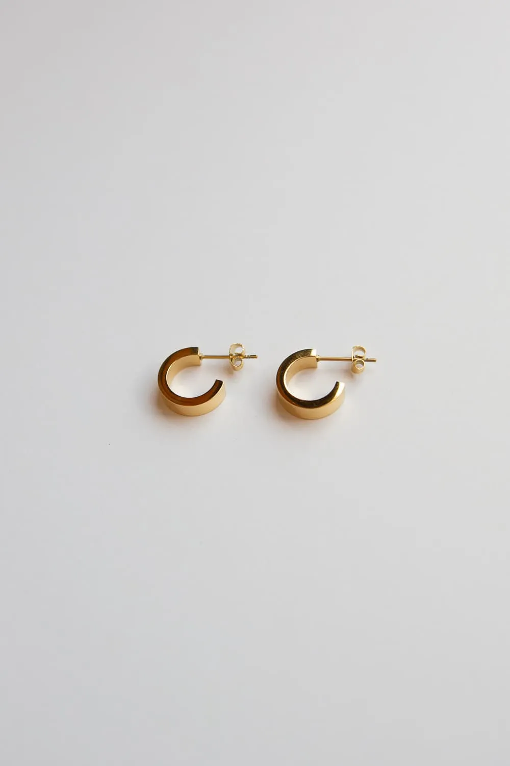 Small Gold Flat Wide Huggie Hoop