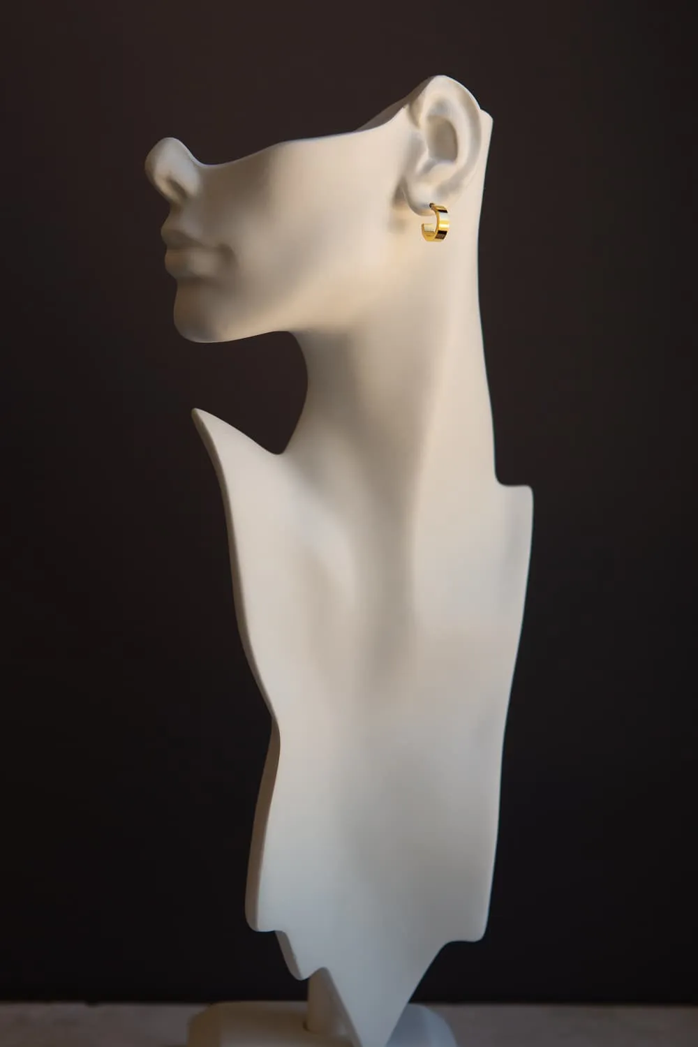 Small Gold Flat Wide Huggie Hoop
