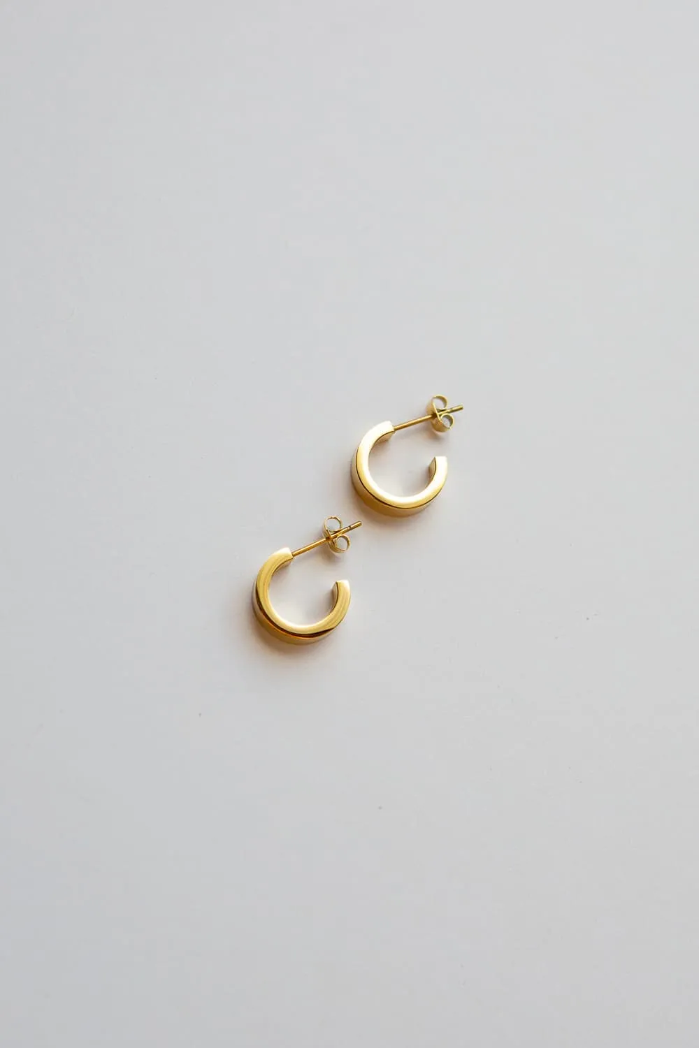 Small Gold Flat Wide Huggie Hoop
