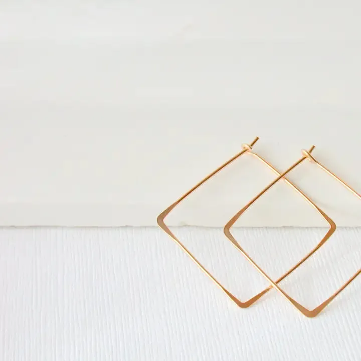 small square shape hoop earrings