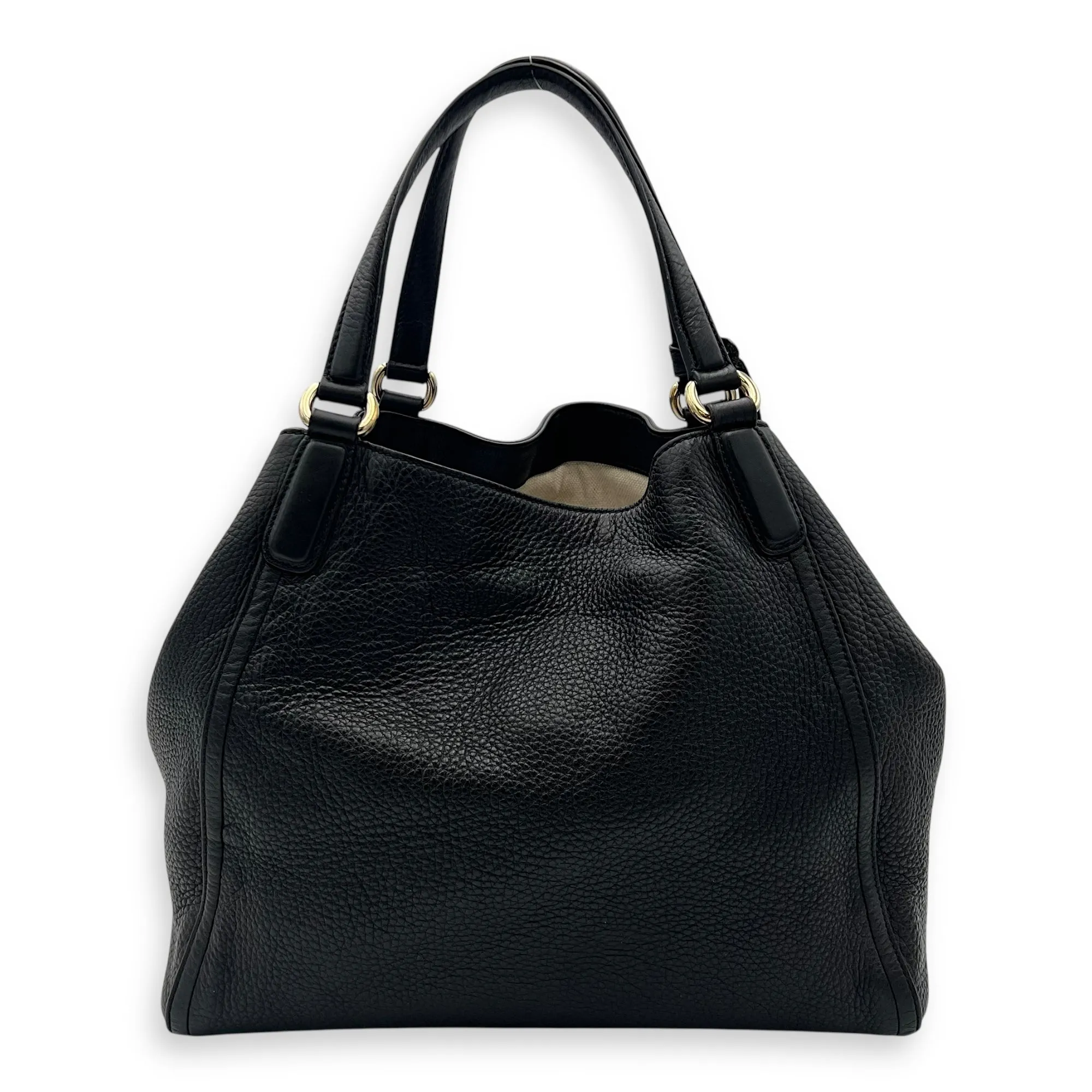 Soho Tote Bag Black in Calfskin, Gold hardware