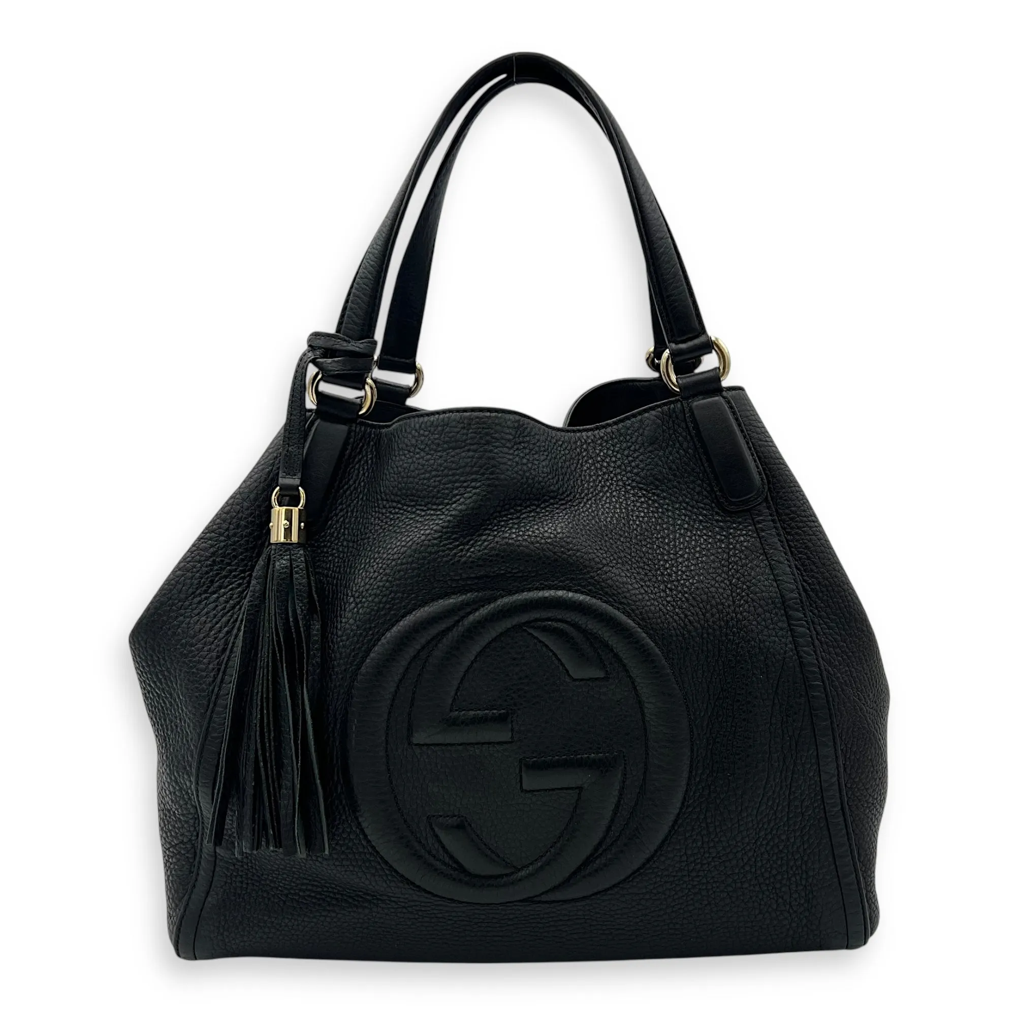 Soho Tote Bag Black in Calfskin, Gold hardware