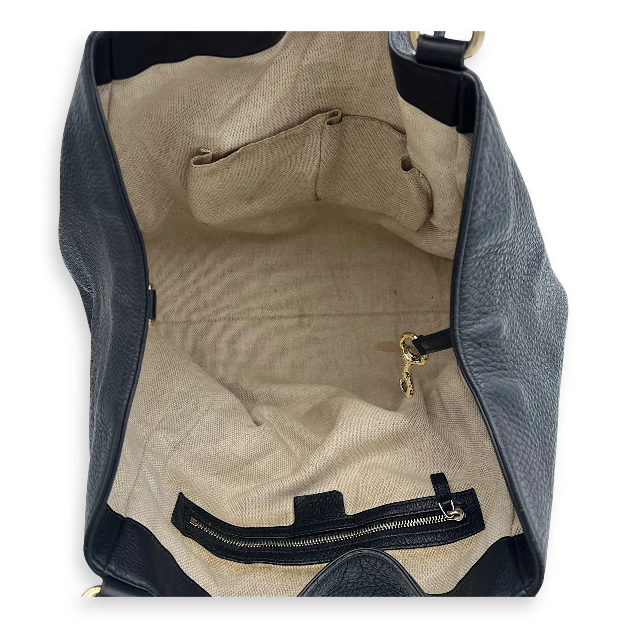 Soho Tote Bag Black in Calfskin, Gold hardware