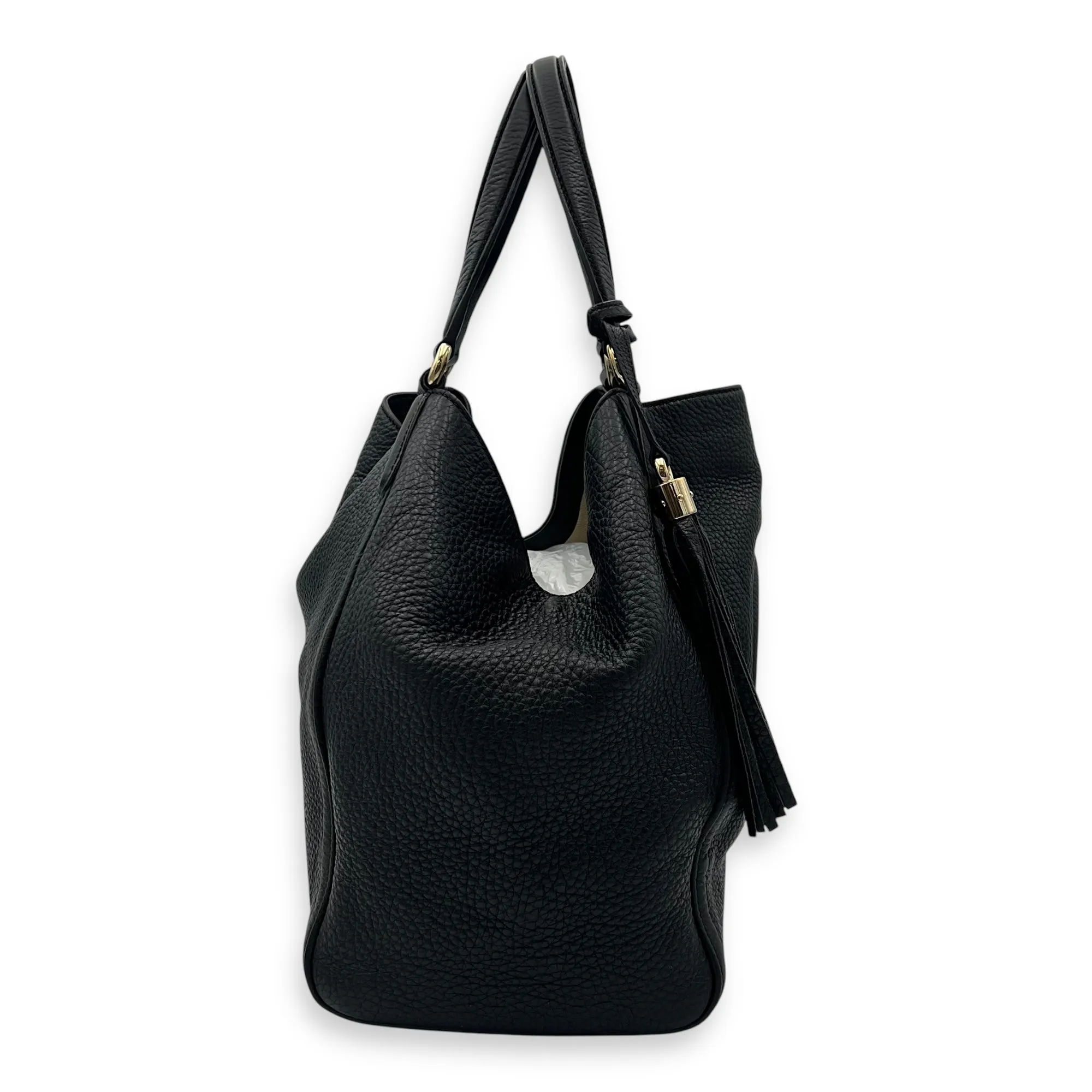 Soho Tote Bag Black in Calfskin, Gold hardware