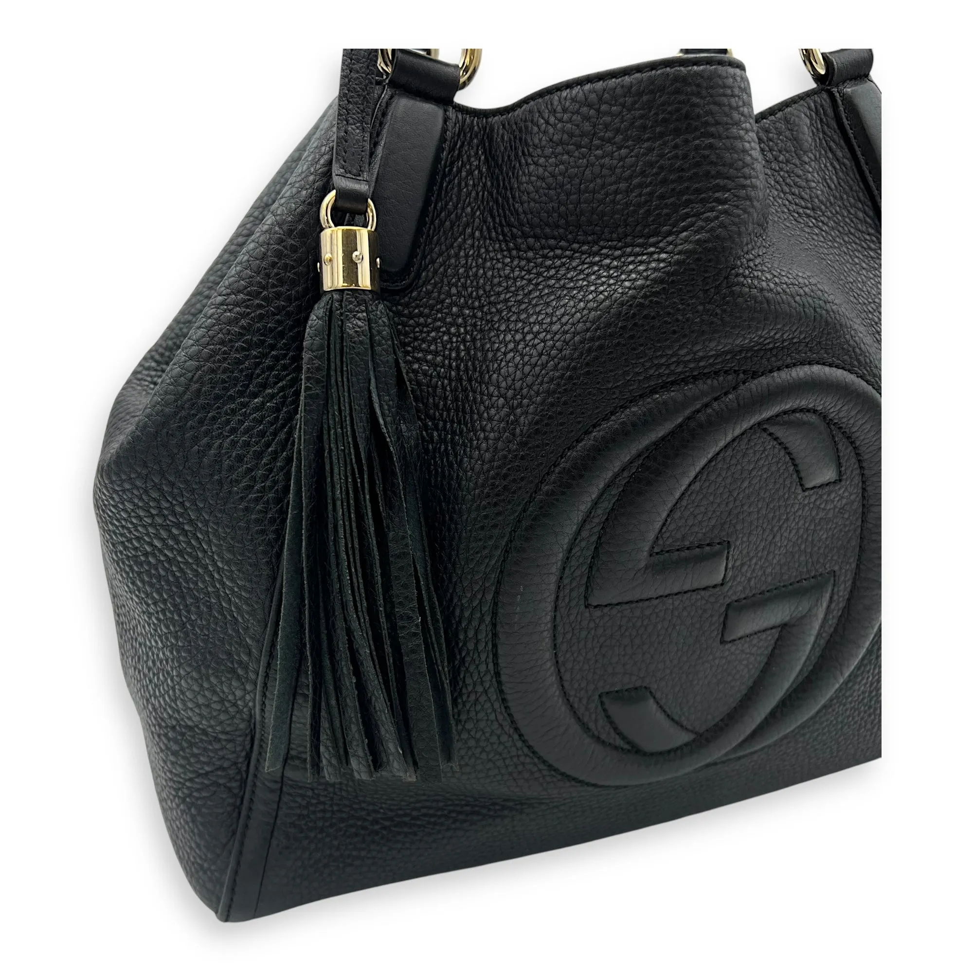 Soho Tote Bag Black in Calfskin, Gold hardware