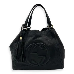Soho Tote Bag Black in Calfskin, Gold hardware