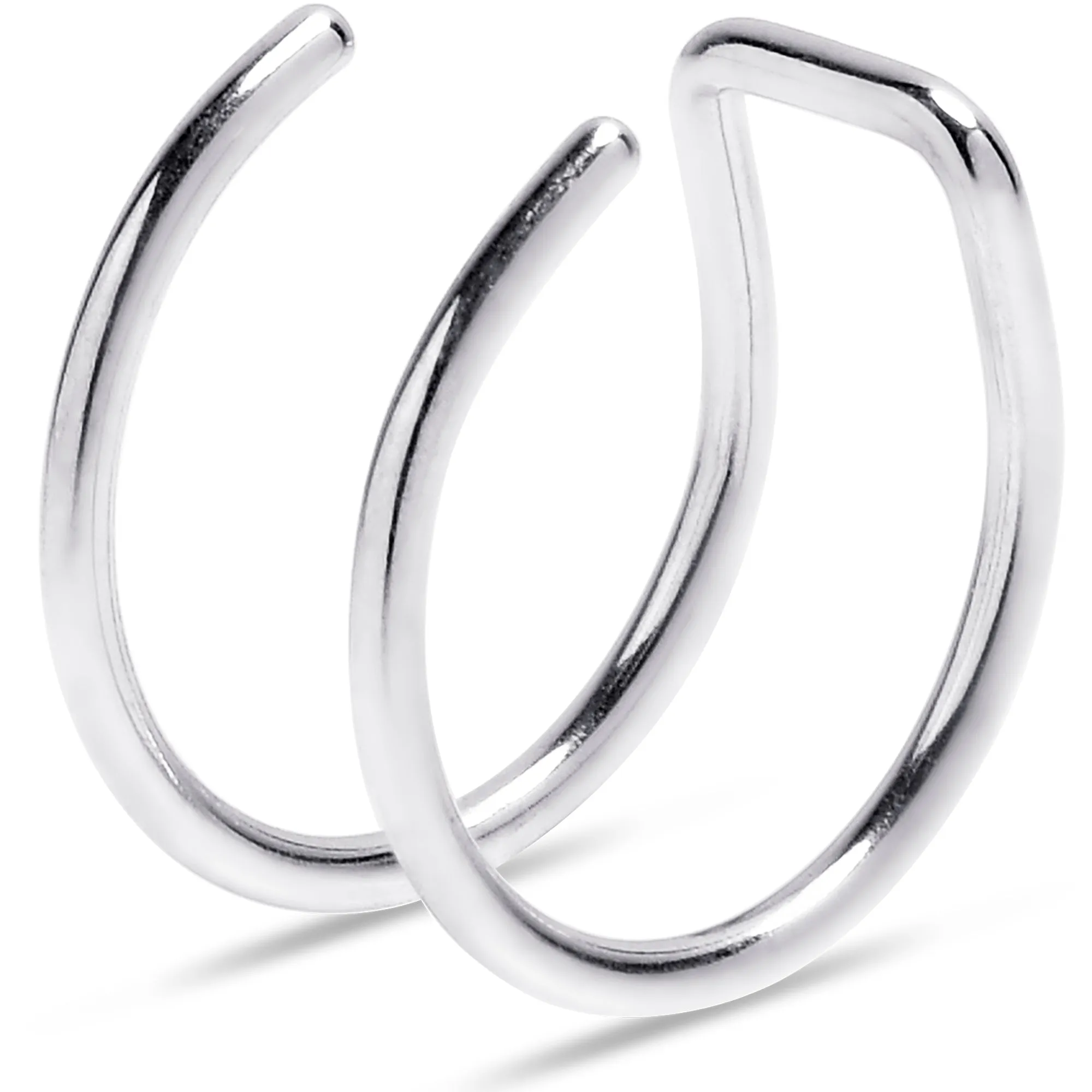 Stainless Steel Clip on Double Hoop Fake Cartilage Earring Ear Cuff