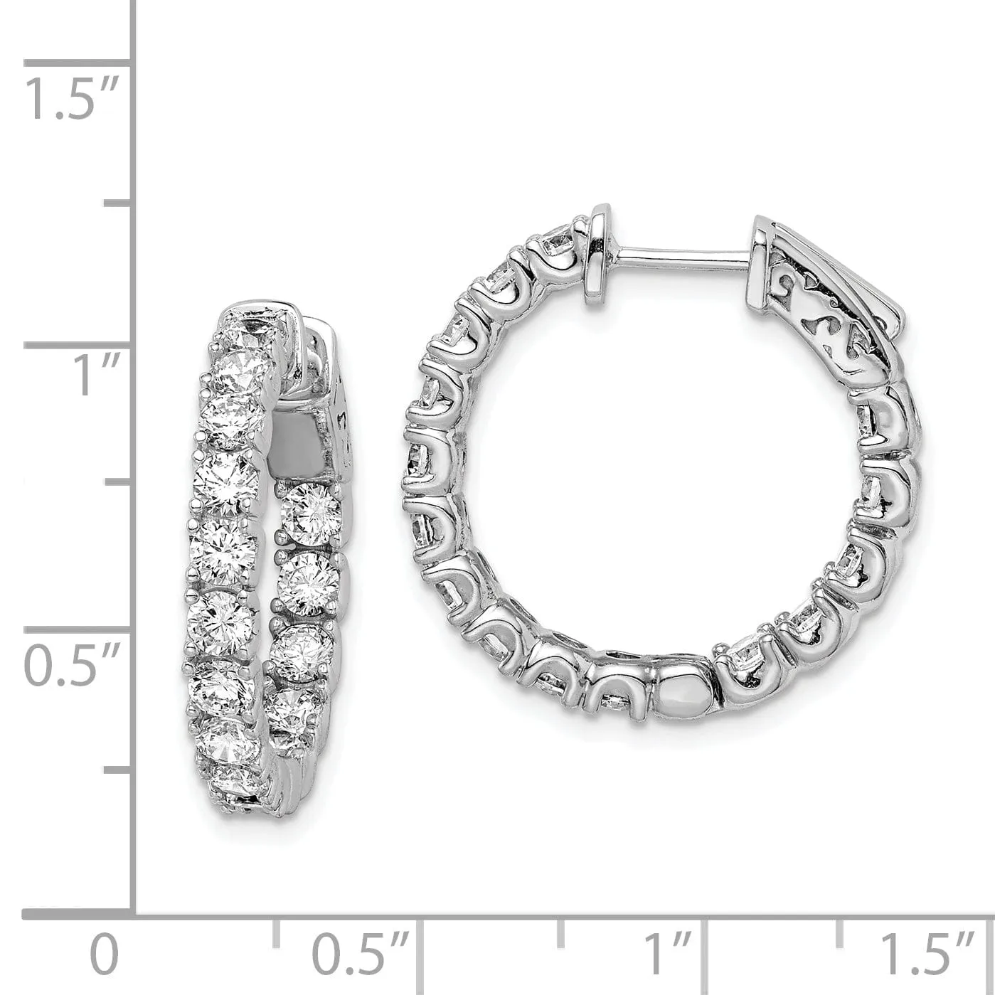 Sterling Silver CZ Hoop Earrings