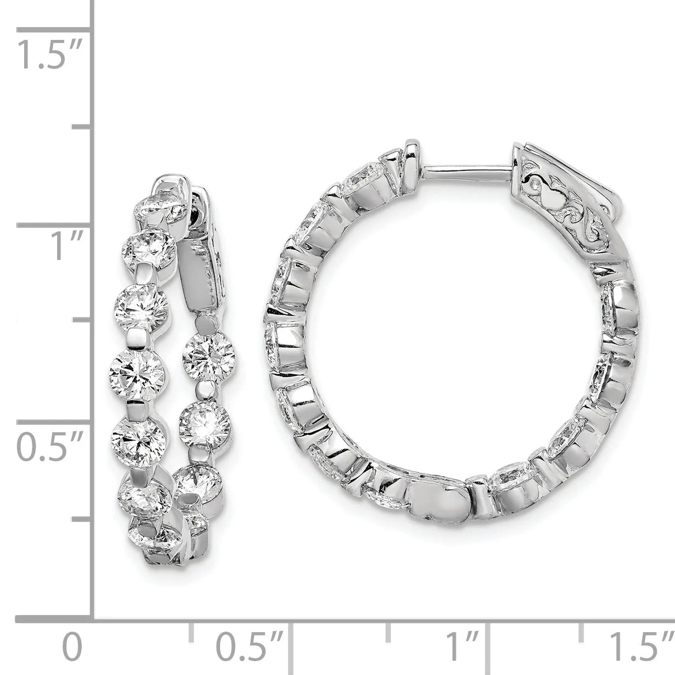 Sterling Silver CZ Hoop Earrings