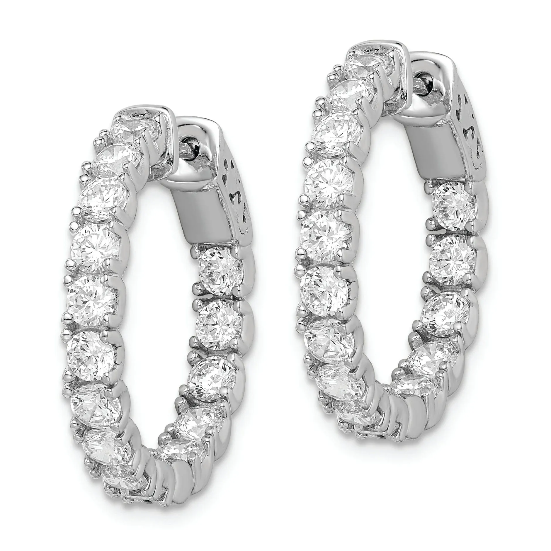 Sterling Silver CZ Hoop Earrings