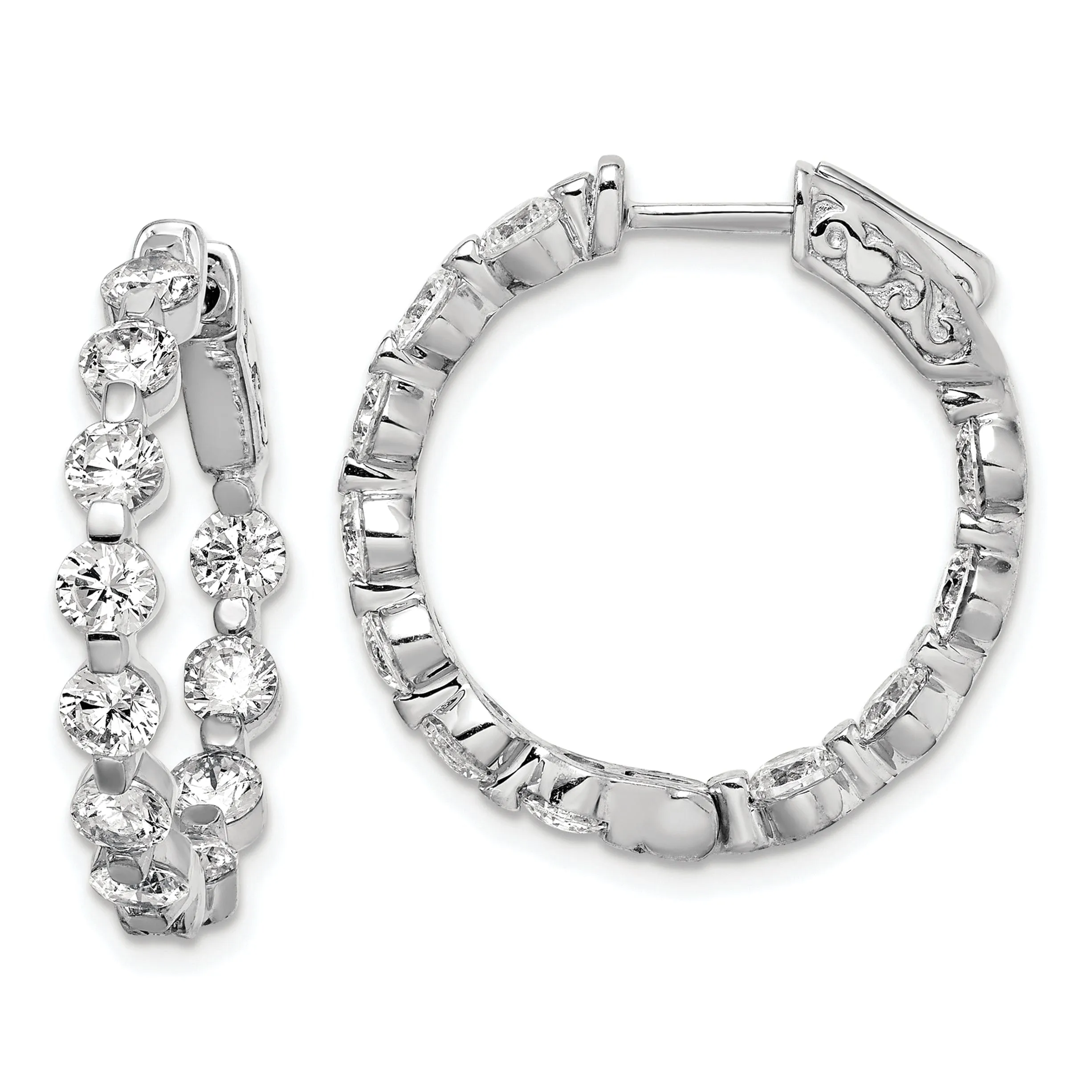 Sterling Silver CZ Hoop Earrings