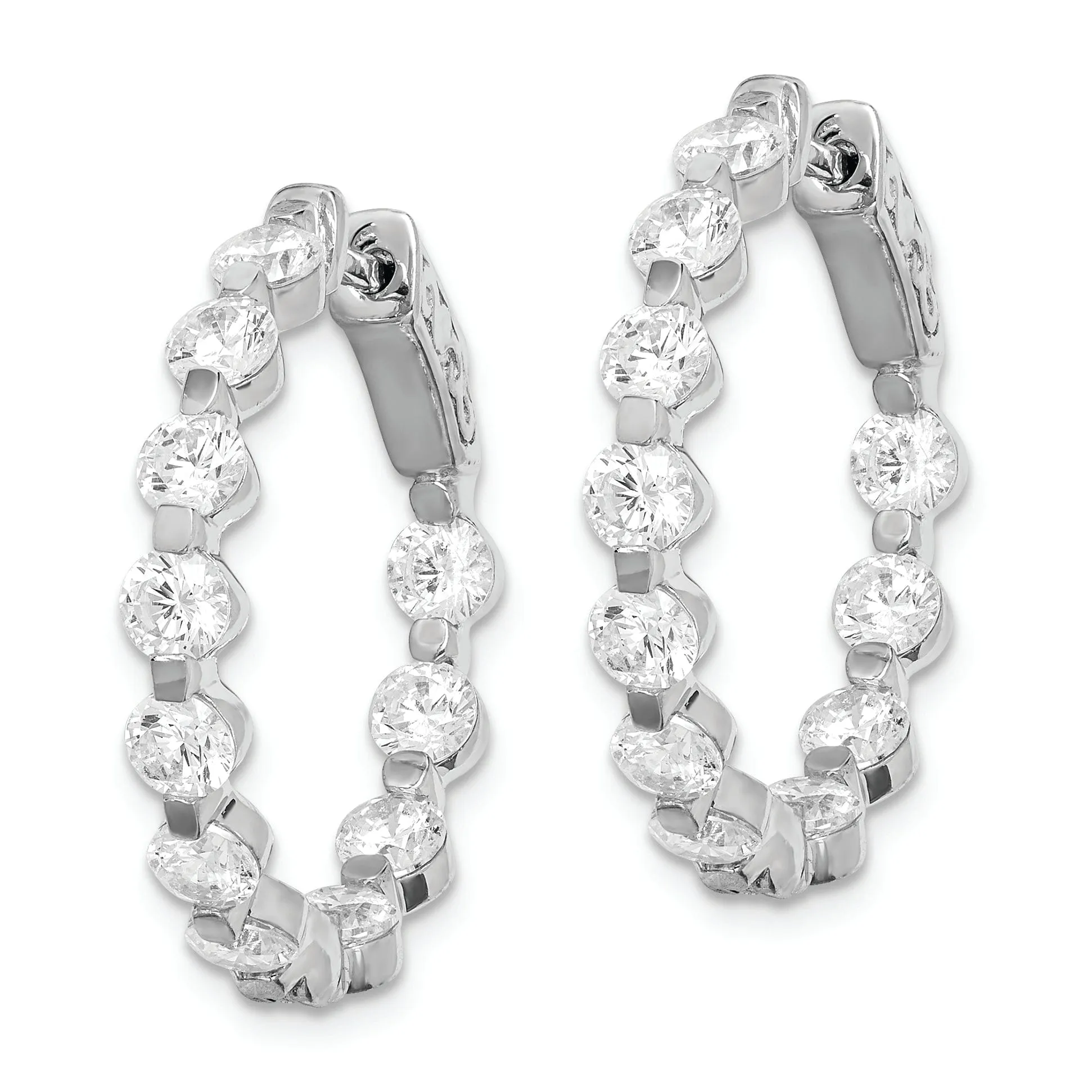 Sterling Silver CZ Hoop Earrings