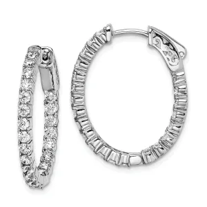 Sterling Silver CZ Oval Hoop Earrings
