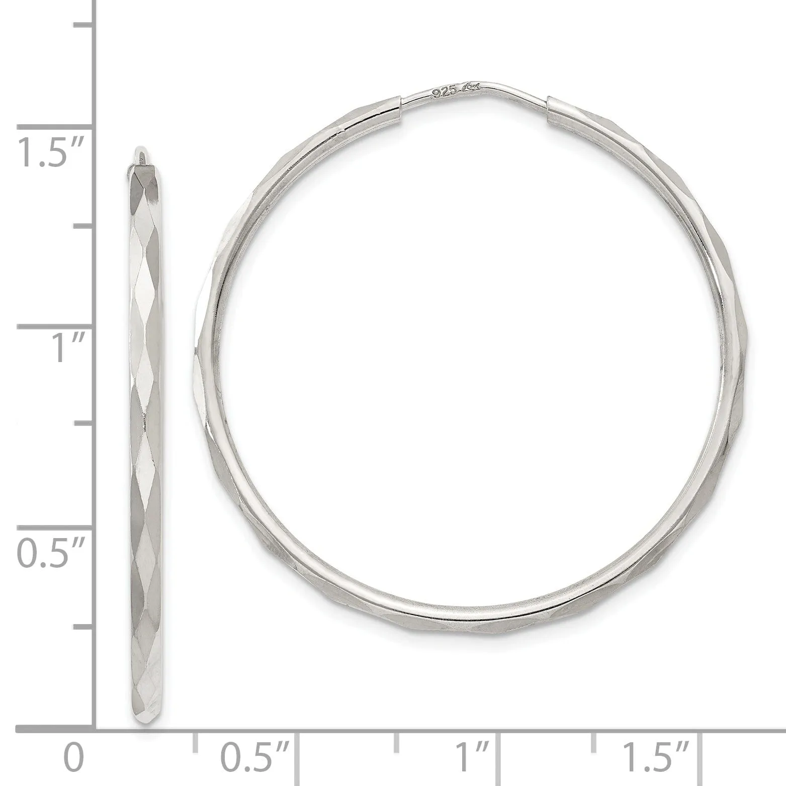 Sterling Silver Diamond Cut Hoop Earrings
