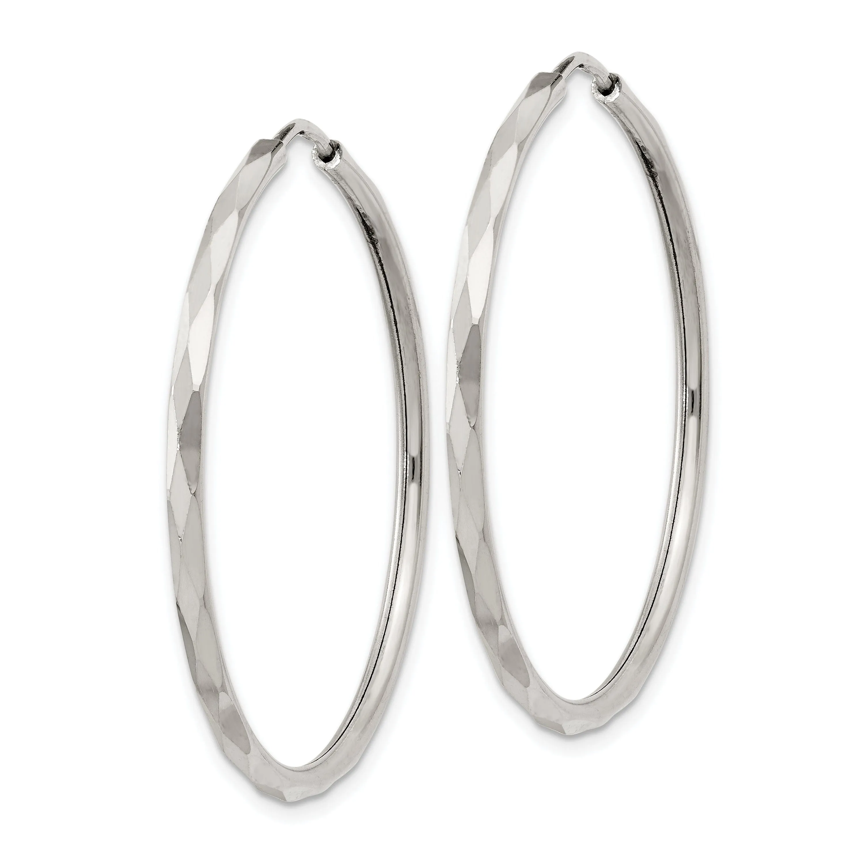Sterling Silver Diamond Cut Hoop Earrings