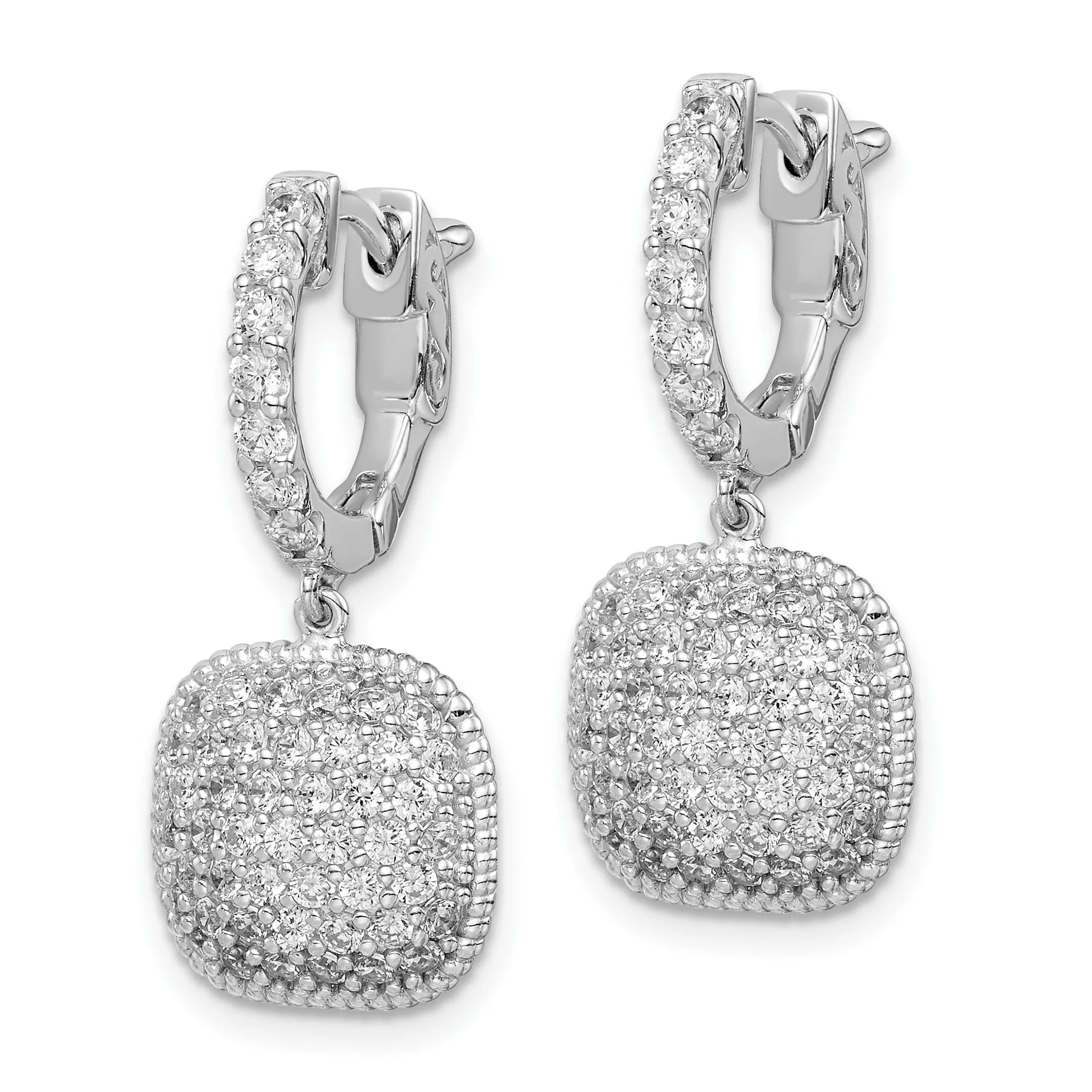 Sterling Silver Hoop Square Earrings