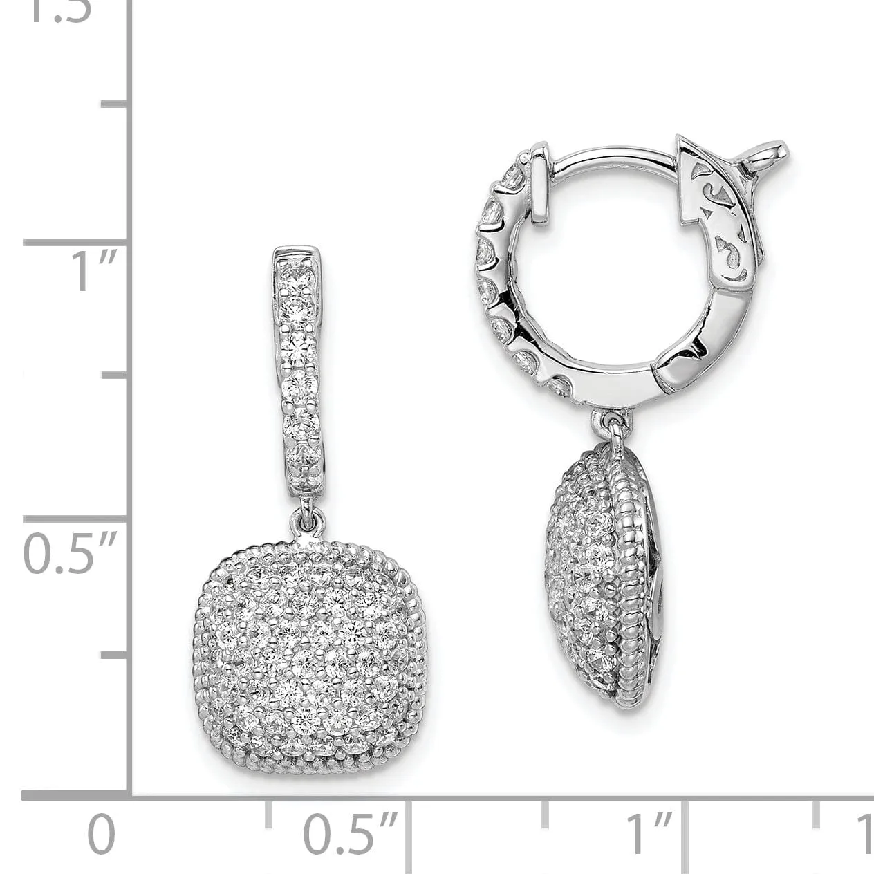Sterling Silver Hoop Square Earrings