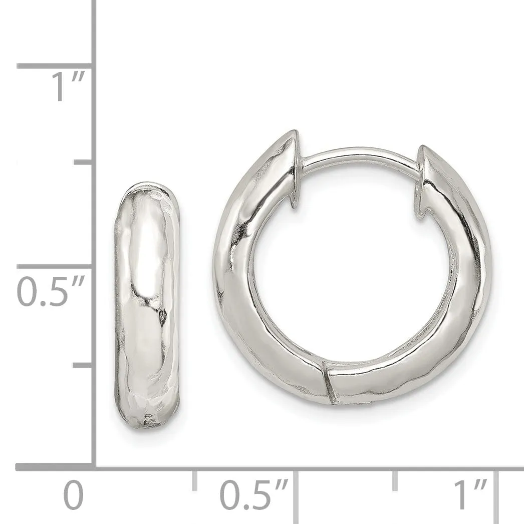 Sterling Silver Polished Finish Hinged Hoop Earrings