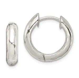 Sterling Silver Polished Finish Hinged Hoop Earrings