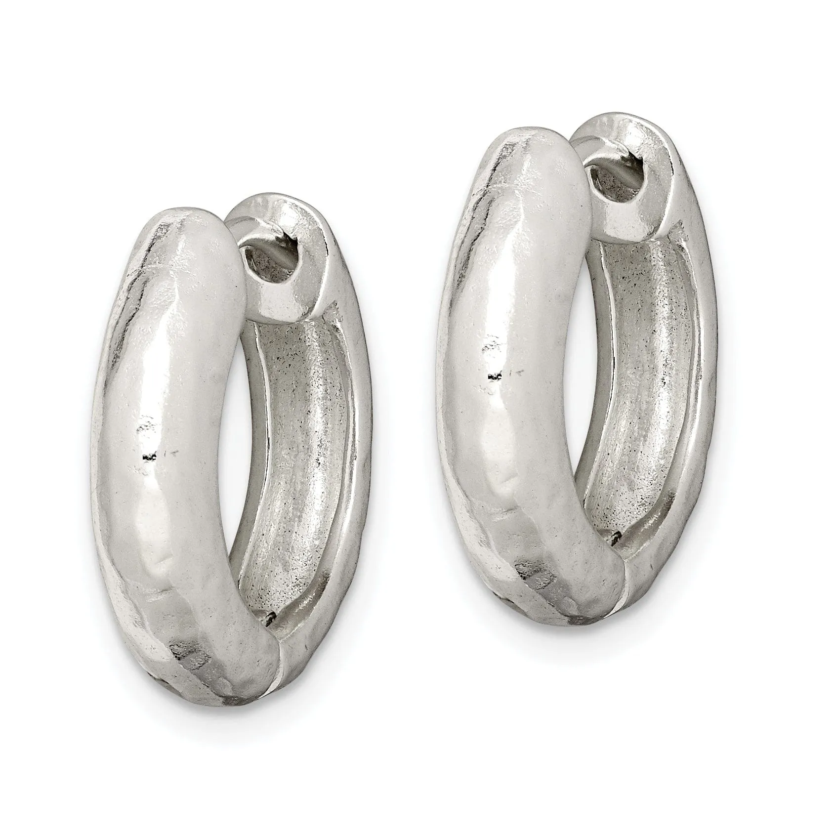Sterling Silver Polished Finish Hinged Hoop Earrings