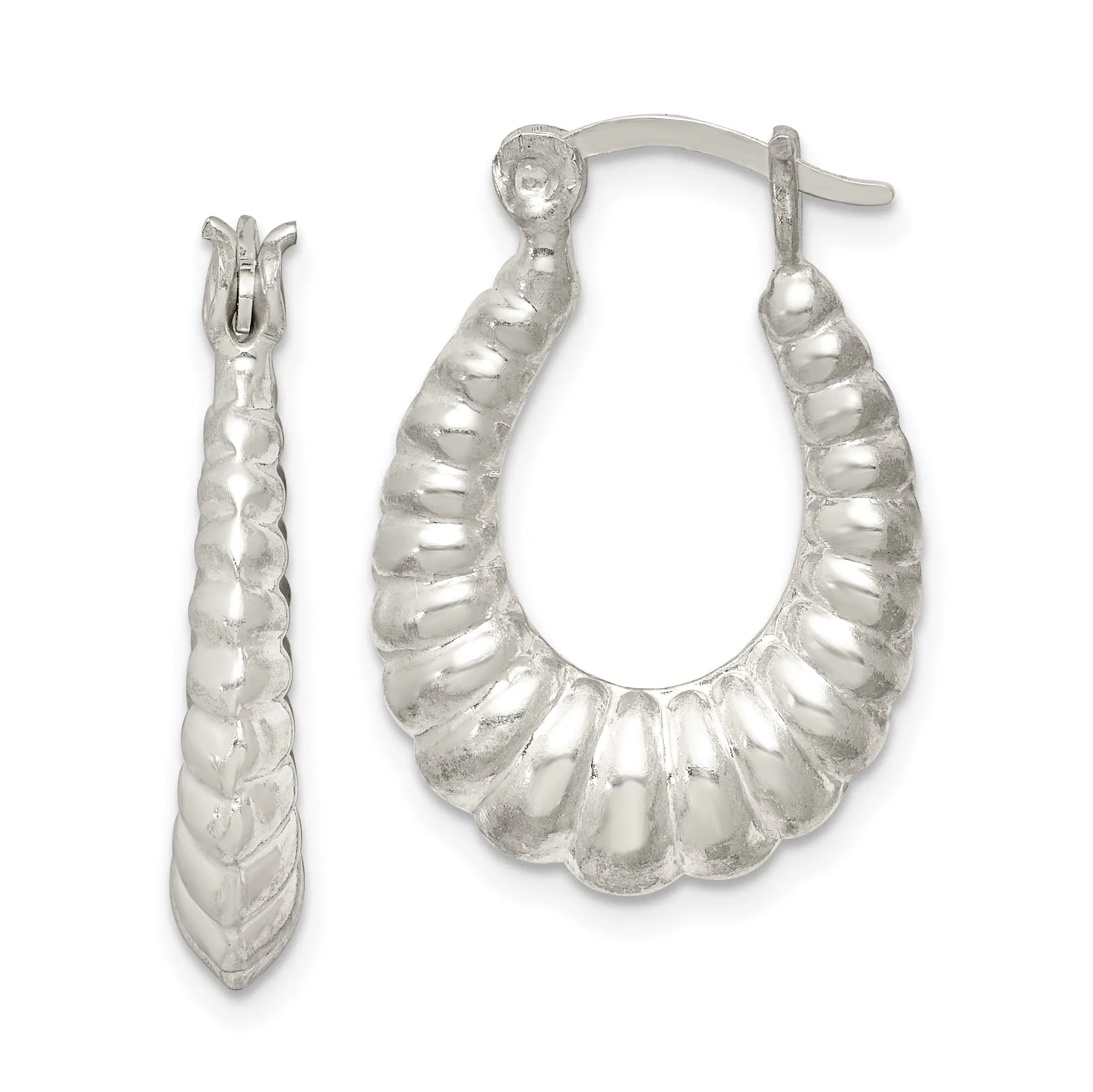 Sterling Silver Shrimp Hoop Earrings