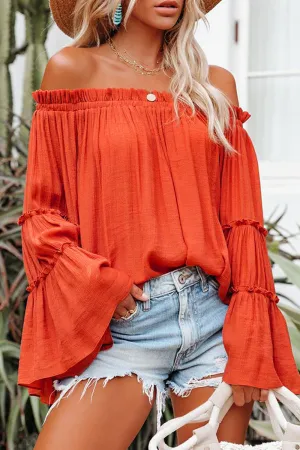 Street Solid Fold Off the Shoulder Tops