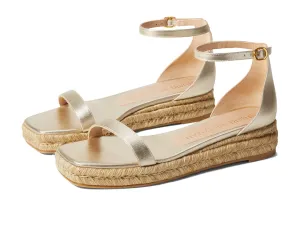 Stuart Weitzman Nudistcurve Espadrille Flat Sandal Platino 9.5 B