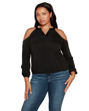 Studded Cold-Shoulder Top | Black