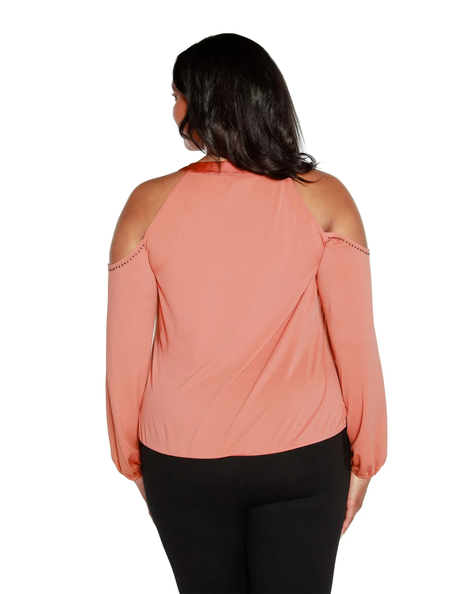 Studded Cold-Shoulder Top | Desert Sand